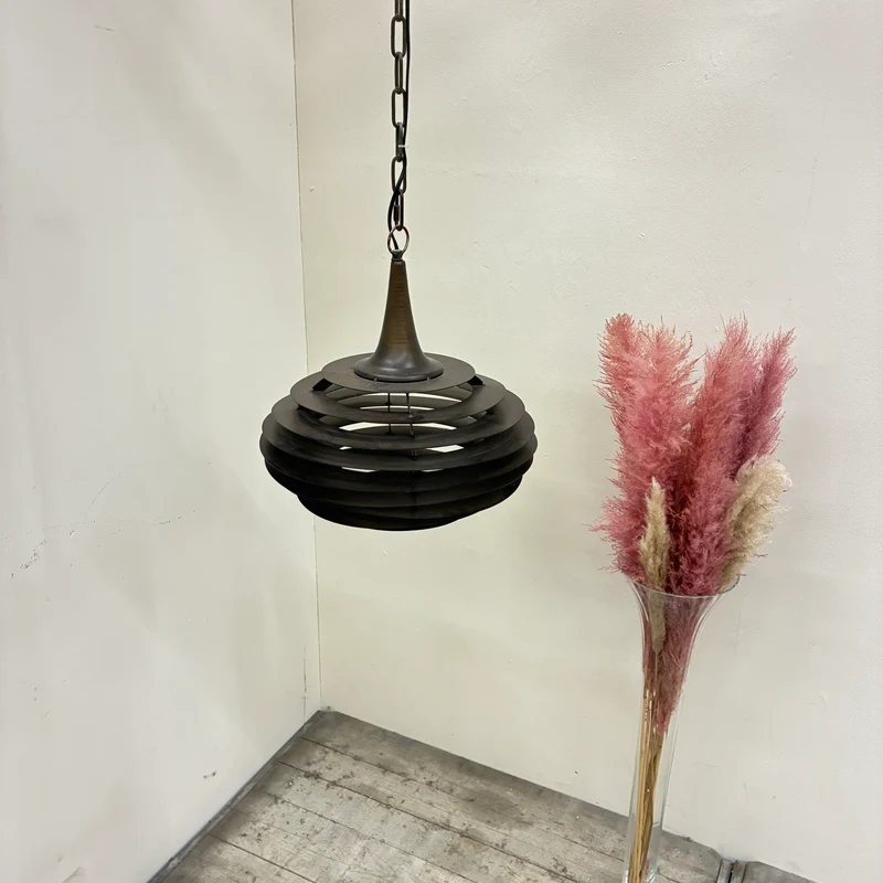 PTMD Hängeleuchte Norris Metall Hängelampe 40cm Lamellendesign Bronze Industrial Lampe