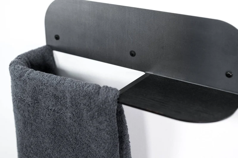 Handtuchhalter PAVLIS schwarz aus Stahl und Holz