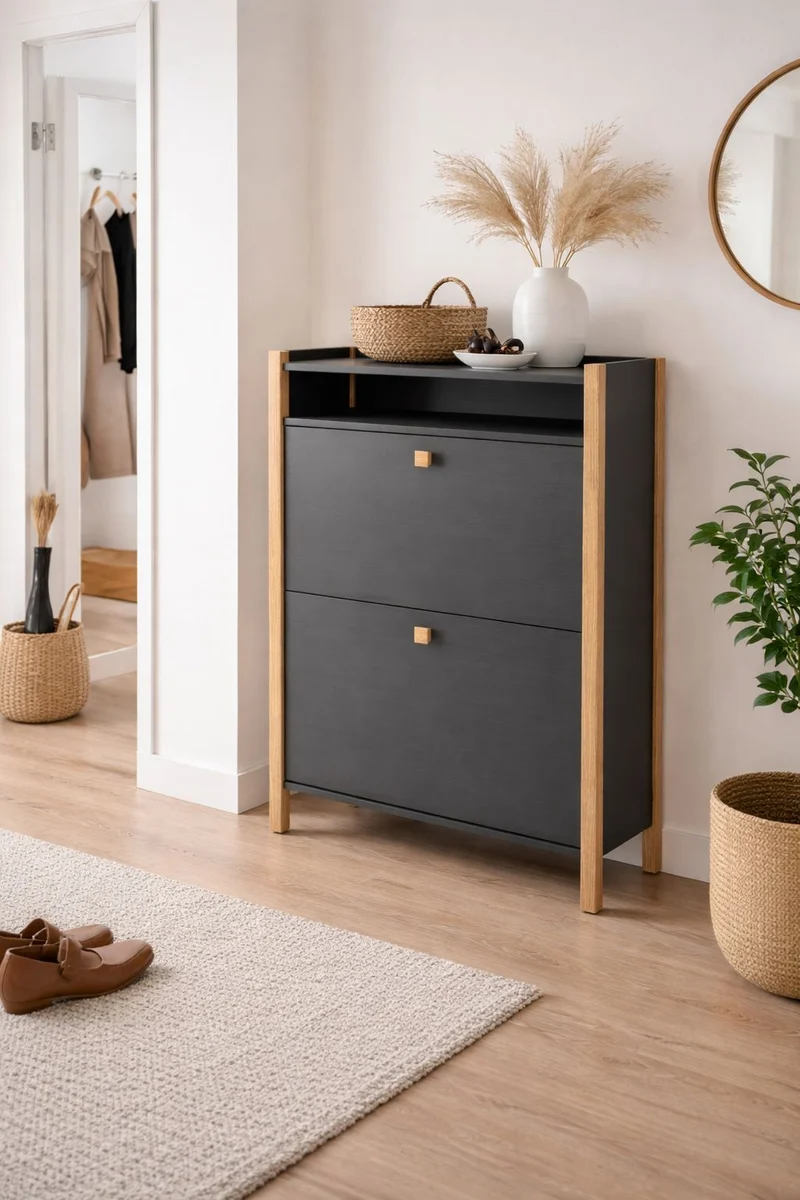 Schuhschrank HANNOVER (2 Klappen) – Dunkelgrau