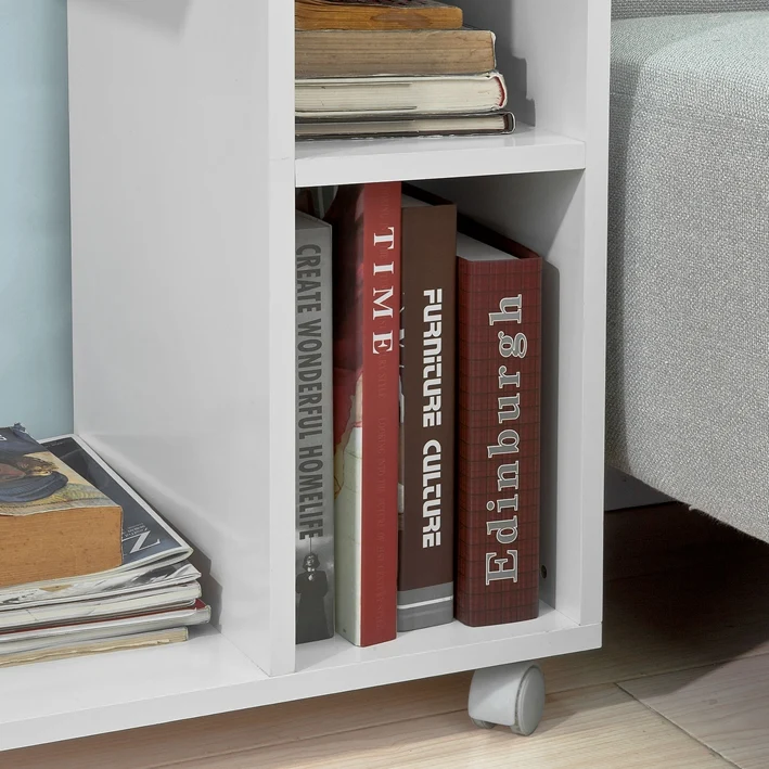 SoBuy | Beistelltisch für Ipad | Sofatisch auf Rollen | Zeitungsständer weiß | FBT48-W