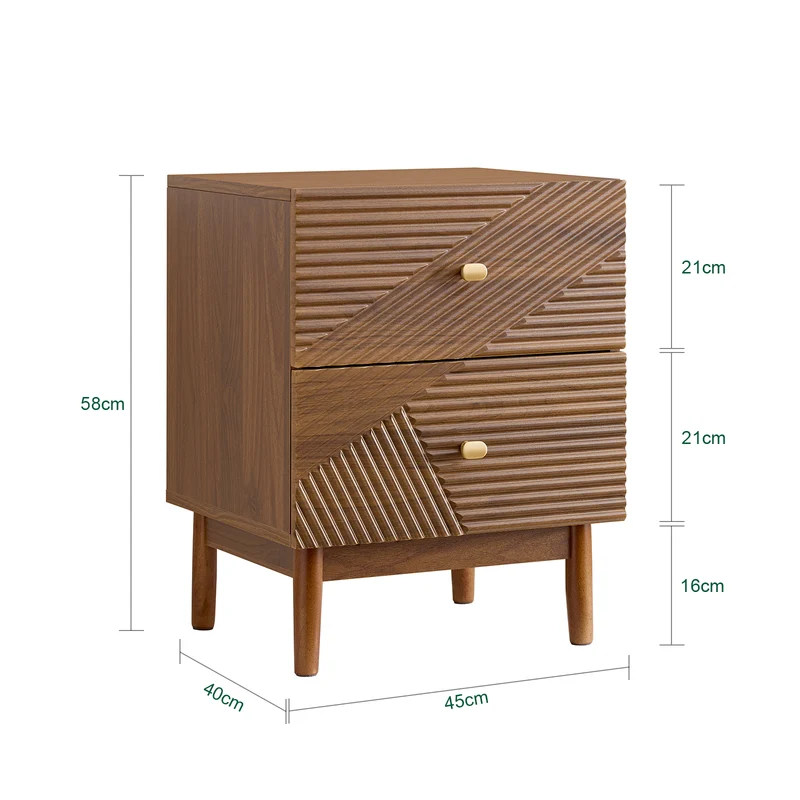 SoBuy | Vintage Nachttisch | Beistelltisch | mit 2 Schubladen | Braun | B45 × T40 × H58 cm | FBT170-N