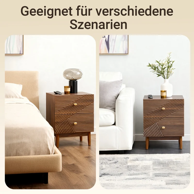 SoBuy | Vintage Nachttisch | Beistelltisch | mit 2 Schubladen | Braun | B45 × T40 × H58 cm | FBT170-N