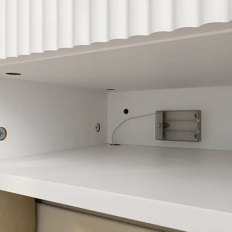 SoBuy Nachttisch hängend mit Sensorlicht und Schublade Weiß FBT176-E-W