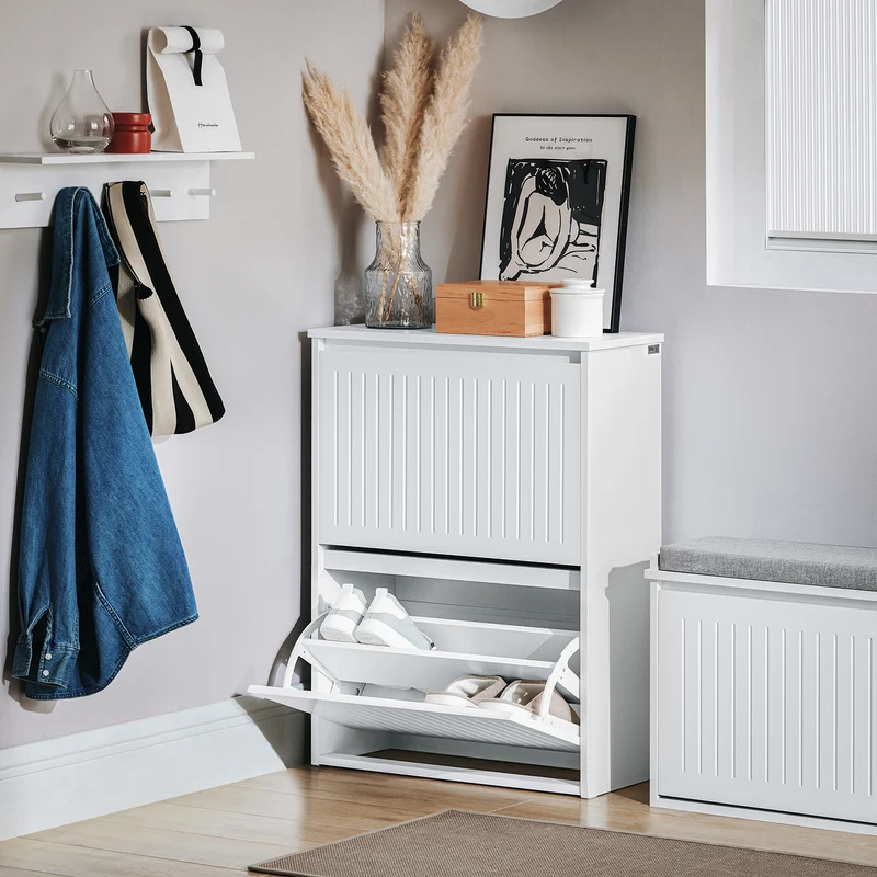 SoBuy Kenkäkaappi Kenkähylly 2 hyllyllä FSR165-K-W