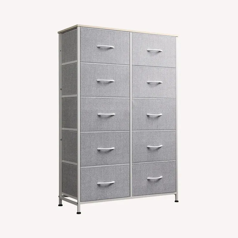 WLIVE Minimalist Tall 10-Drawer Storage Fabric Dresser