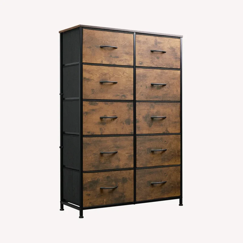 WLIVE Minimalist Tall 10-Drawer Storage Fabric Dresser