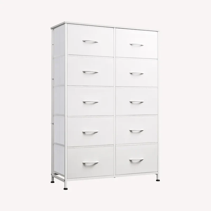 WLIVE Minimalist Tall 10-Drawer Storage Fabric Dresser