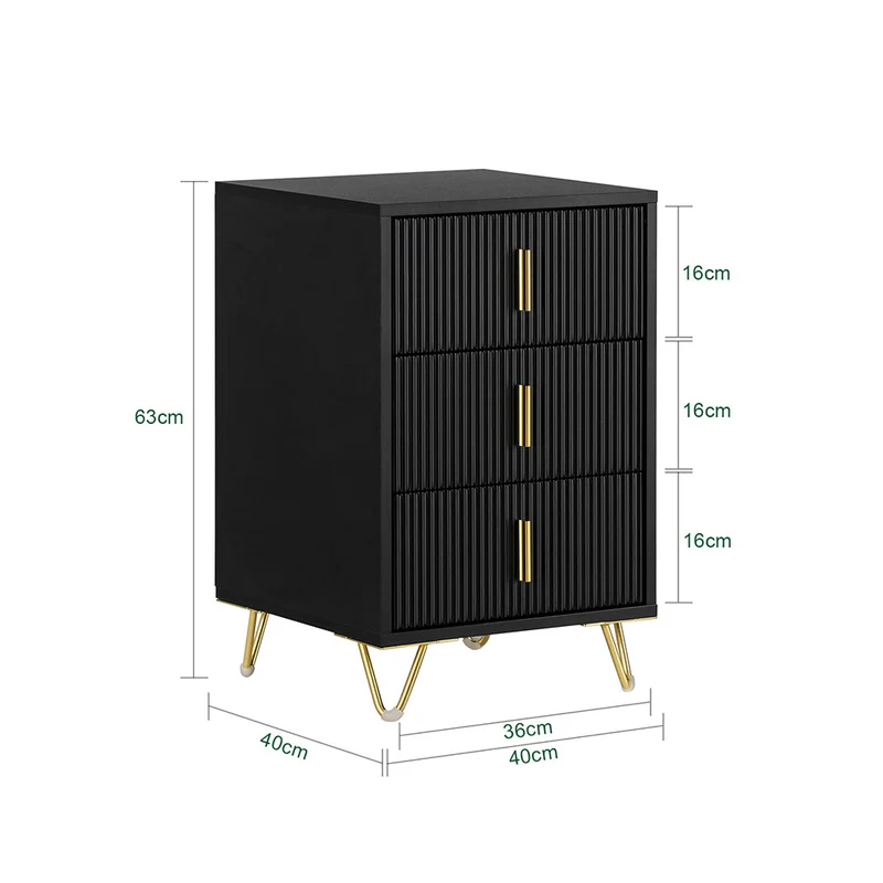 SoBuy Stolik nocny z 3 szufladami FBT115-L-SCH