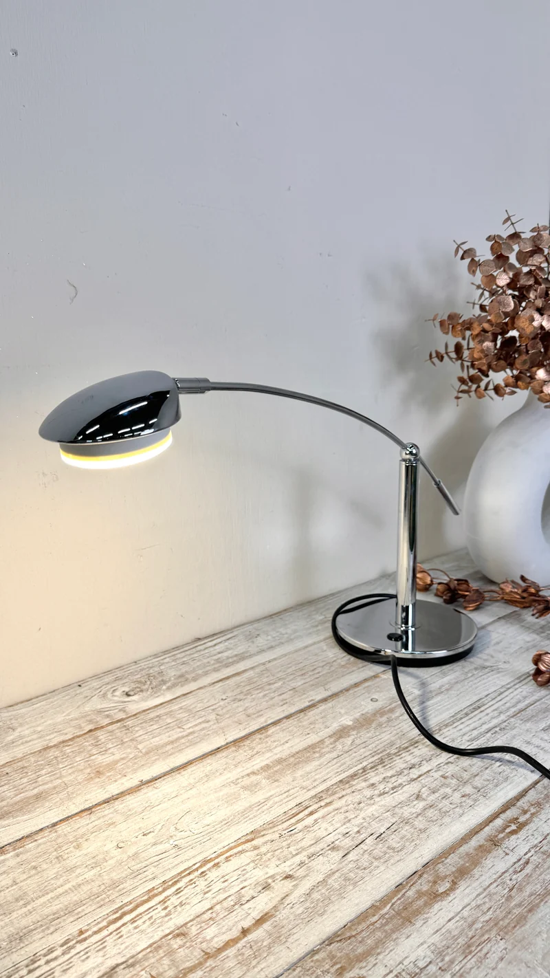 Designer Tischleuchte Chrom Flexarm Schreibtischlampe Lampe Gebraucht
