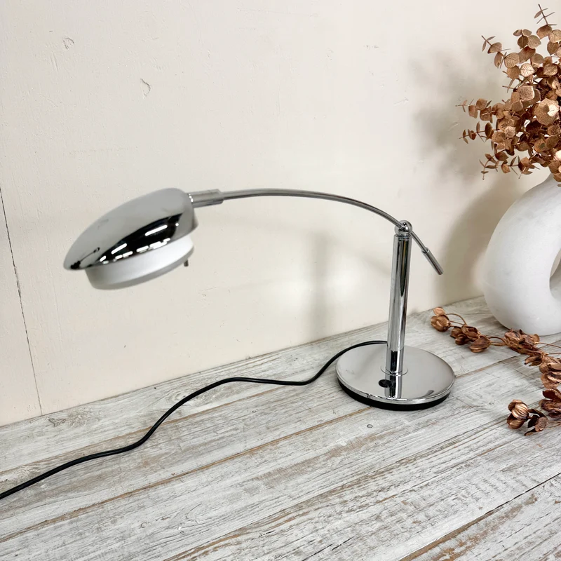 Designer Tischleuchte Chrom Flexarm Schreibtischlampe Lampe Gebraucht