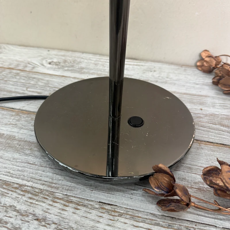 Designer Tischleuchte Stoffschirm Chrom Schwarz Nachttischlampe Lampe Gebraucht
