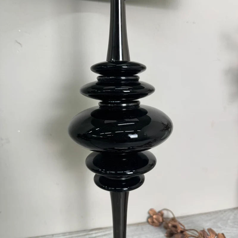 Designer Tischleuchte Stoffschirm Chrom Schwarz Nachttischlampe Lampe Gebraucht