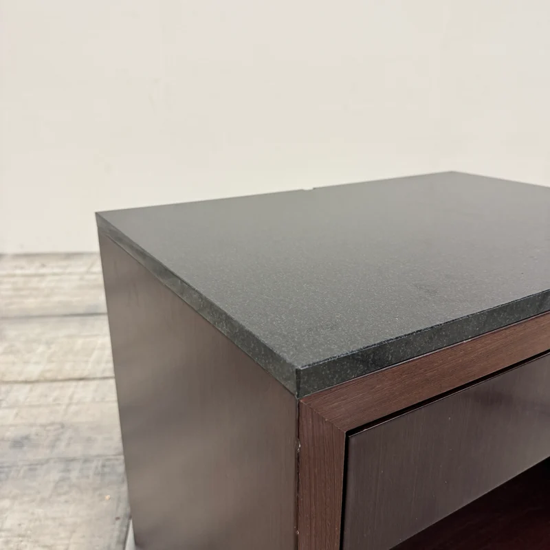 Nachttisch Dunkle Eiche mit Granit 65cm Nachtkonsole Beistelltisch Tisch Gebraucht
