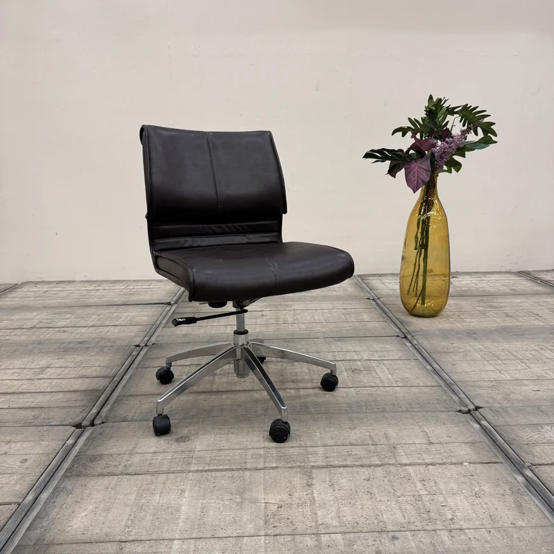 Design Bürostuhl Konferenzstuhl Leder Dunkelbraun Bürodrehstuhl Stuhl Gebraucht