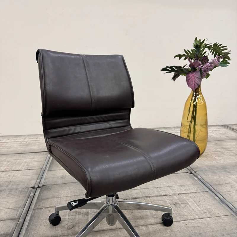 Design Bürostuhl Konferenzstuhl Leder Dunkelbraun Bürodrehstuhl Stuhl Gebraucht