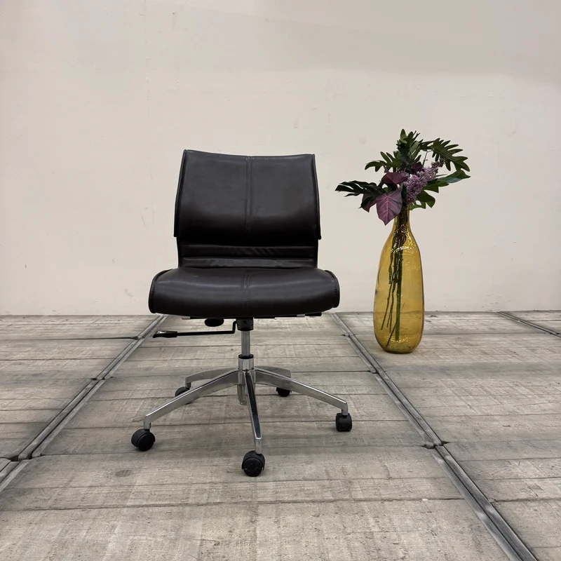 Design Bürostuhl Konferenzstuhl Leder Dunkelbraun Bürodrehstuhl Stuhl Gebraucht