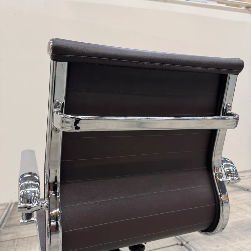 Design Bürostuhl Chefstuhl Aluminium Ribbed Leder Dunkelbraun Gebraucht