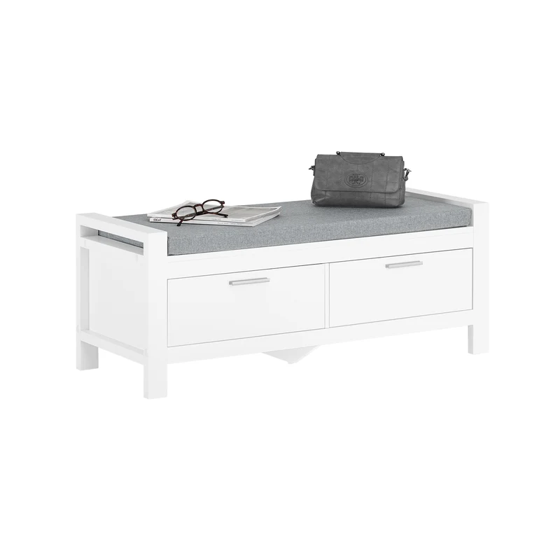 SoBuy FSR74-W Kenkäteline Penkki – Käytännöllinen Kenkäteline ja Säilytyspenkki Tyynyllä – Säilytysratkaisu Kenkille ja Asusteille, Valkoinen, 100x40x40cm