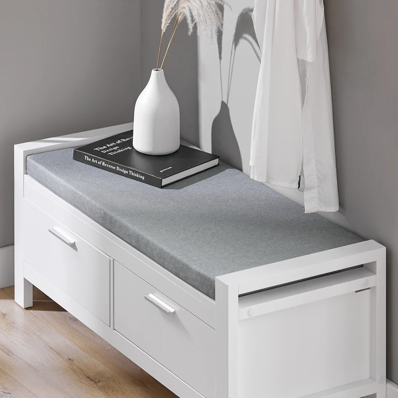 SoBuy FSR74-W Kenkäteline Penkki – Käytännöllinen Kenkäteline ja Säilytyspenkki Tyynyllä – Säilytysratkaisu Kenkille ja Asusteille, Valkoinen, 100x40x40cm