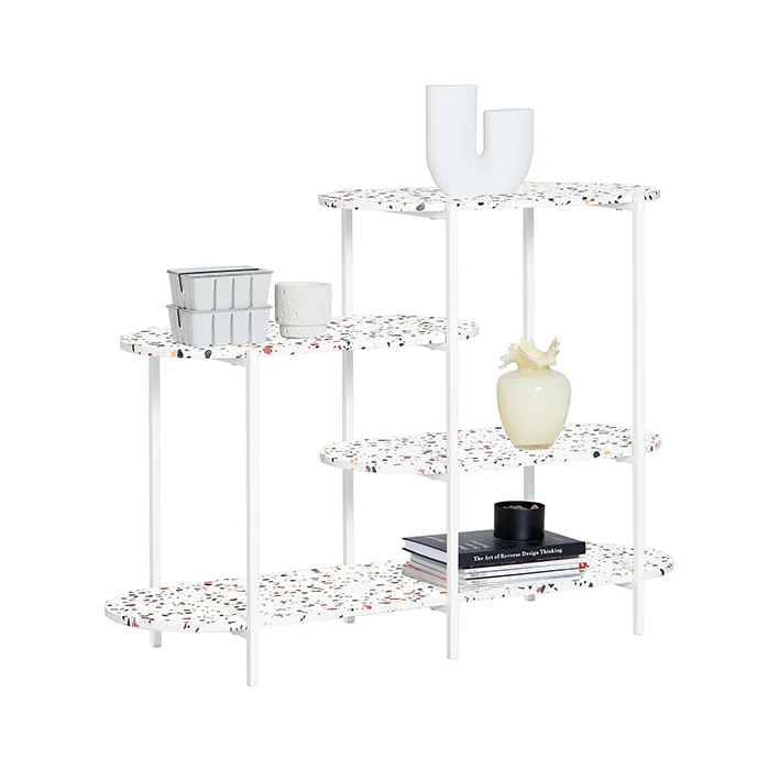 SoBuy | Konsolentisch Metall | Flurtisch | Sideboard | Standregal | Marmor Weiß | FSB89-W