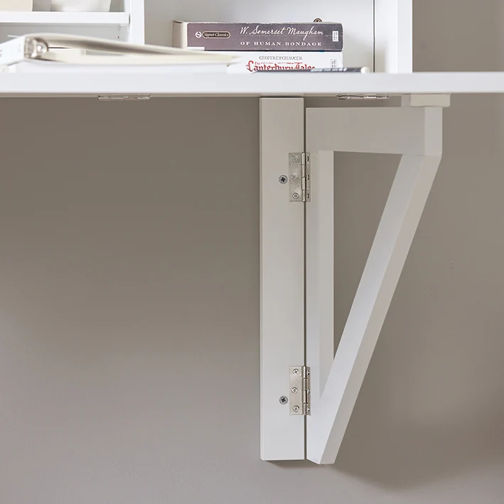 SoBuy | Wandklapptisch mit integriertem Regal | Wandschrank | Esstisch | Weiß | FWT07-II-W