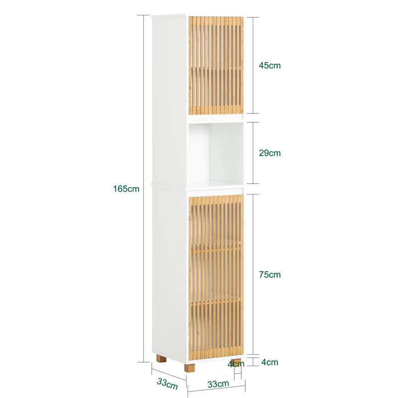 SoBuy Korkea kaappi kylpyhuone kaappi kapea hylly BZR127-W
