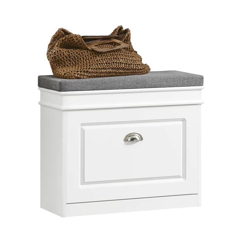 SoBuy FSR82-K-W Kenkäpenkki Säilytystilalla – 60 × 24 × 51 cm, Valkoinen