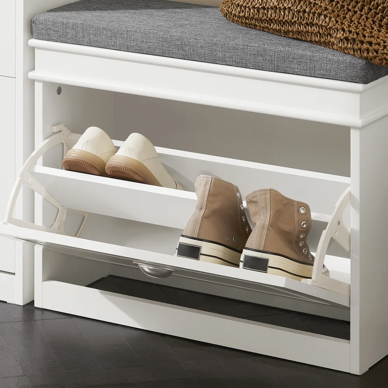 SoBuy FSR82-K-W Kenkäpenkki Säilytystilalla – 60 × 24 × 51 cm, Valkoinen