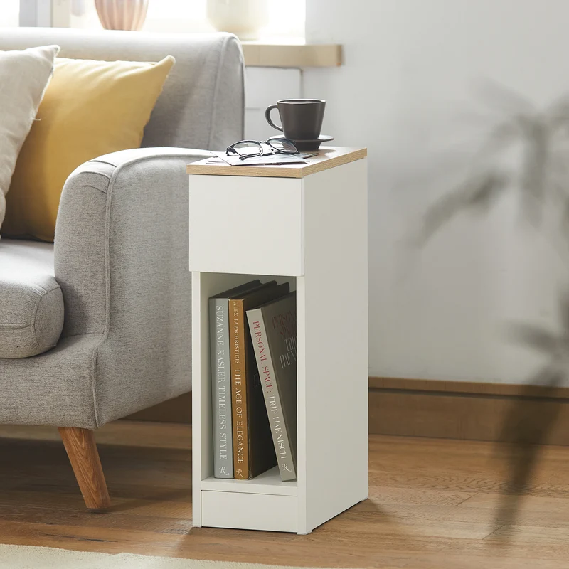 SoBuy FBT111-WN Yöpöytä – Kompakti Yöpöytä, jossa Vetolaatikko