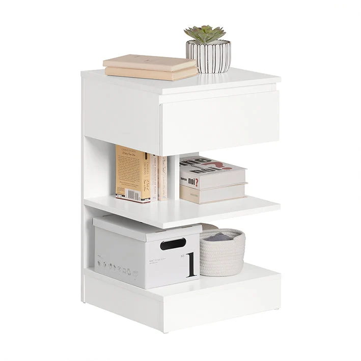 SoBuy | Nachttisch | Fürs Schlafzimmer | Beistelltisch | Kommode Weiß | FBT49-W