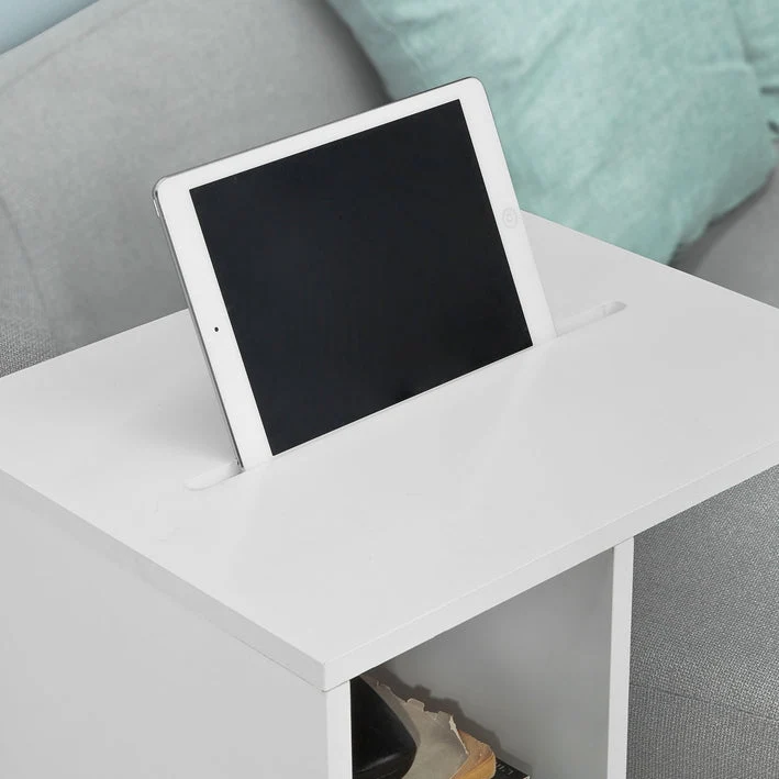 SoBuy | Beistelltisch für Ipad | Sofatisch auf Rollen | Zeitungsständer weiß | FBT48-W