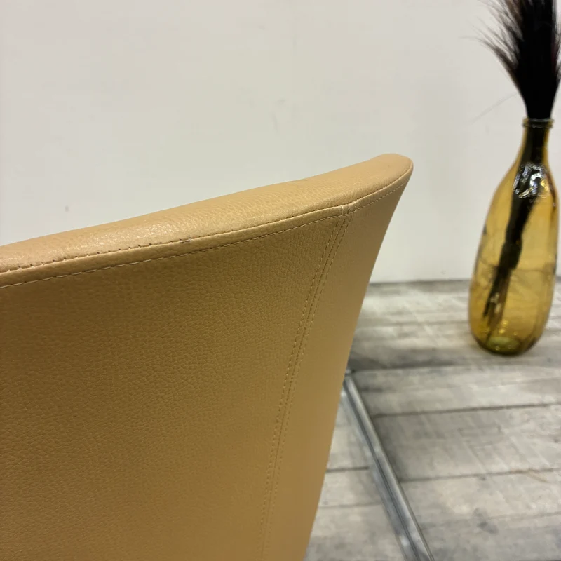 Drehstuhl Beige 4-Stern-Fußkreuz Ocker Kunstleder Stuhl Gebraucht
