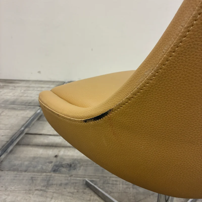 Drehstuhl Beige 4-Stern-Fußkreuz Ocker Kunstleder Stuhl Gebraucht