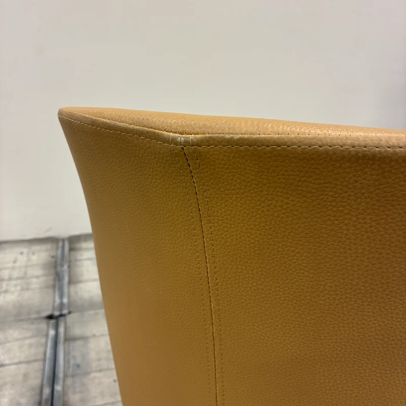 Drehstuhl Beige 5-Stern-Fußkreuz Ocker Kunstleder Stuhl Gebraucht
