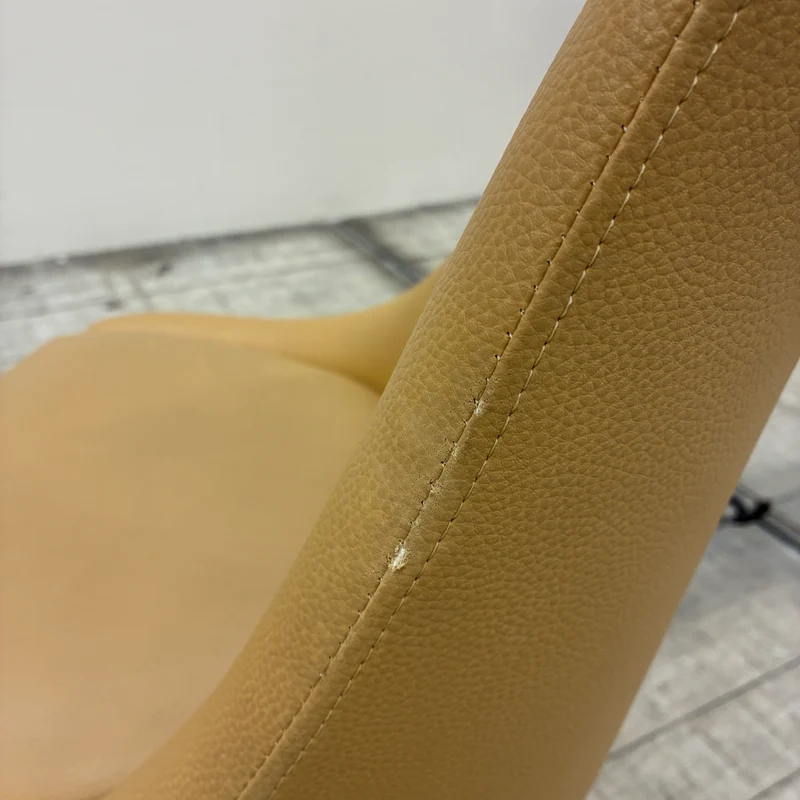 Drehstuhl Beige 5-Stern-Fußkreuz Ocker Kunstleder Stuhl Gebraucht