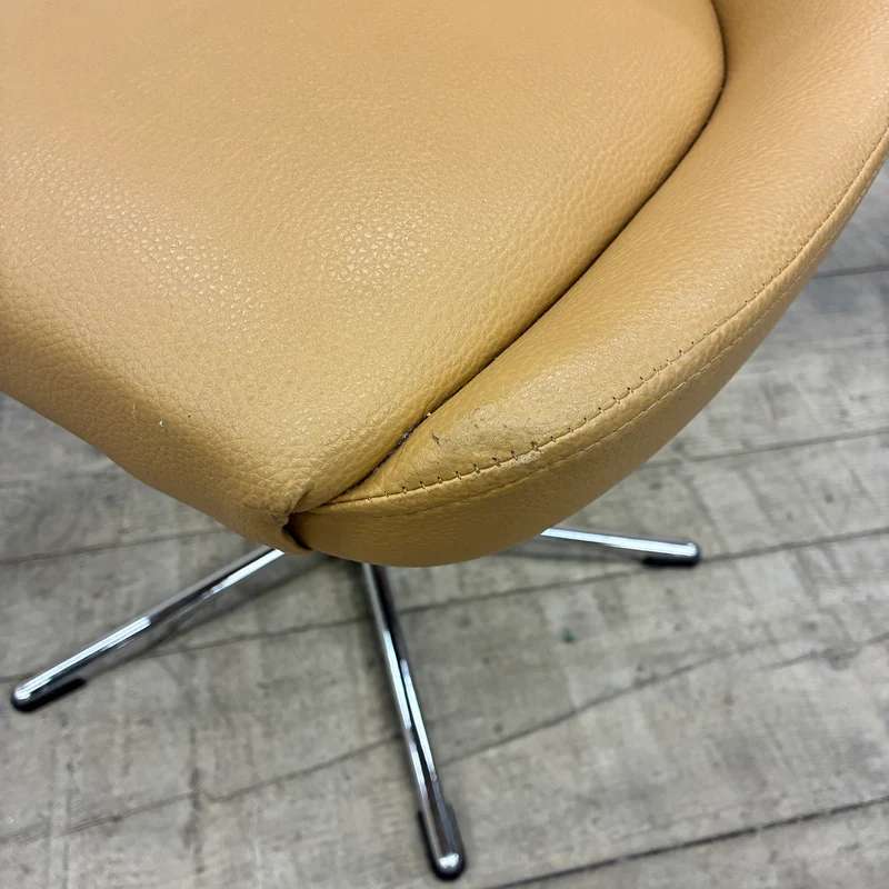 Drehstuhl Beige 5-Stern-Fußkreuz Ocker Kunstleder Stuhl Gebraucht