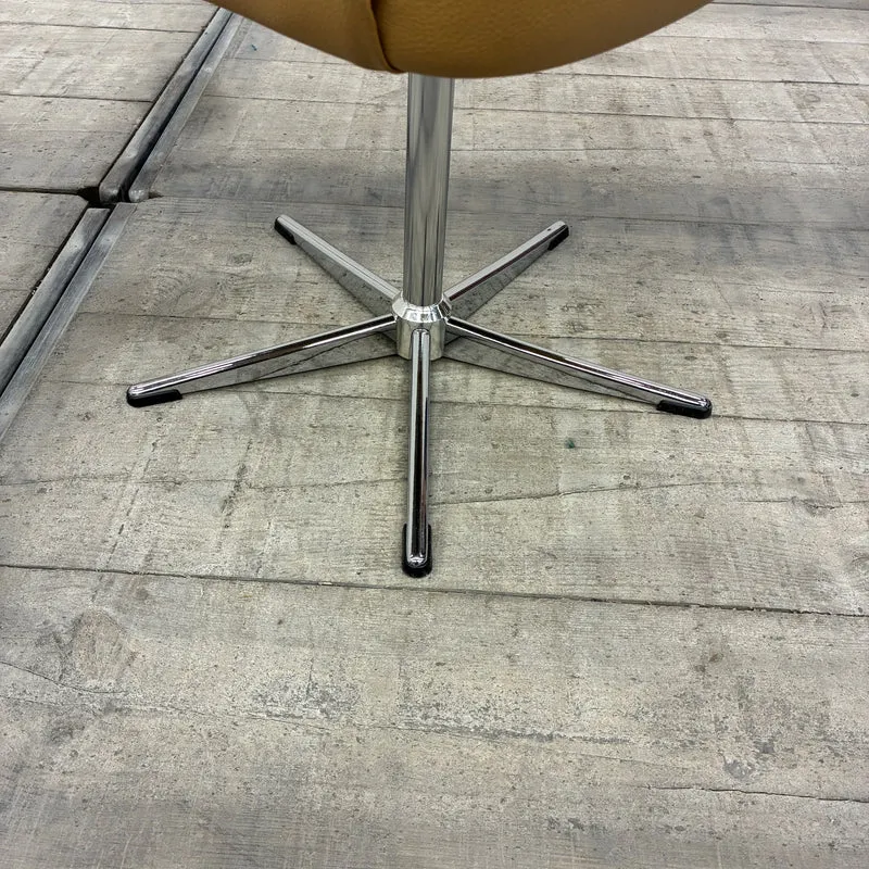 Drehstuhl Beige 5-Stern-Fußkreuz Ocker Kunstleder Stuhl Gebraucht