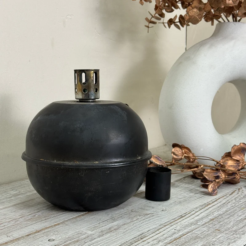 Öllampe Ölleuchte Kugel Metall Schwarz Industrie-Look Lampe Gebraucht