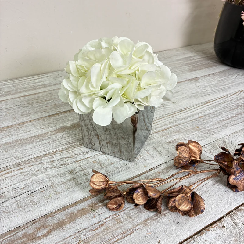 Würfelvase Blumentopf Pflanzentopf Windlicht Silber Metallisch Vase Gebraucht