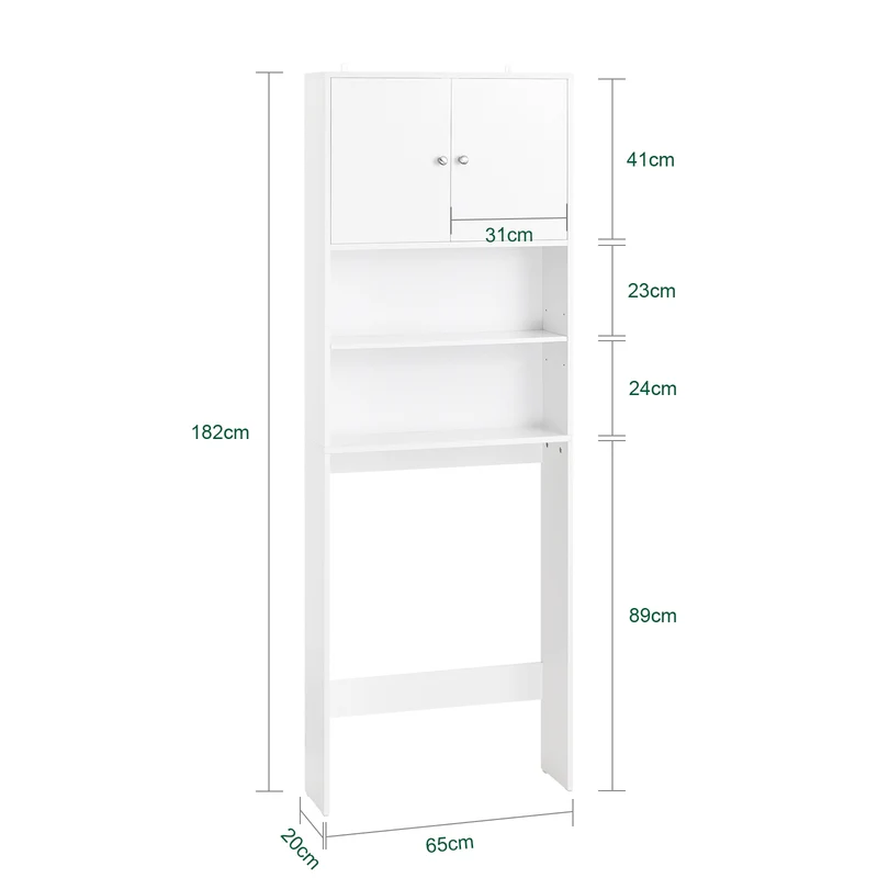 SoBuy WC-hylly kylpyhuonekaappi Pesukonekaappi Korkea kaappi BZR165-W