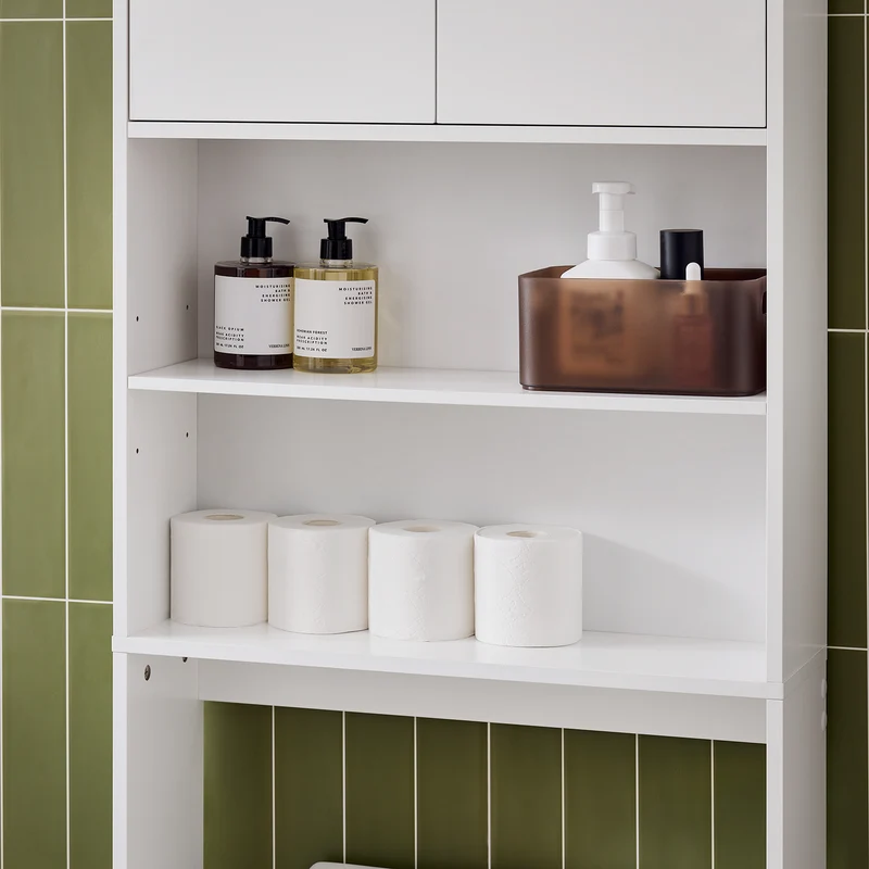 SoBuy WC-hylly kylpyhuonekaappi Pesukonekaappi Korkea kaappi BZR165-W