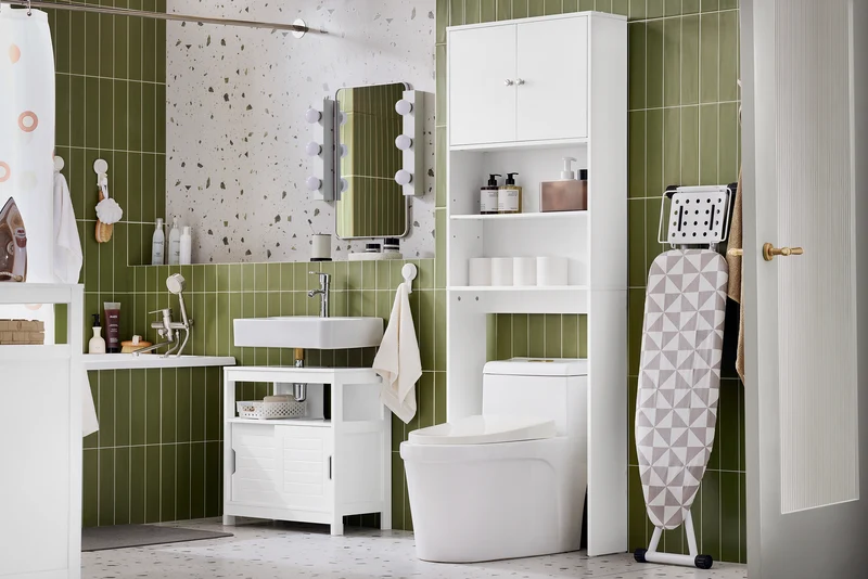SoBuy WC-hylly kylpyhuonekaappi Pesukonekaappi Korkea kaappi BZR165-W