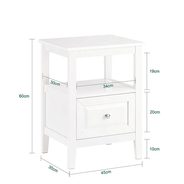 SoBuy | Nachttisch | Beistelltisch mit 1 Schublade | Sofatisch | Weiß | FBT131-W