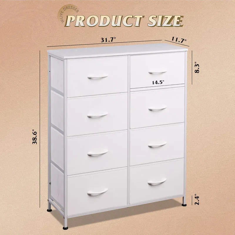 WLIVE Minimalist Tall 8-Drawer Storage Fabric Dresser
