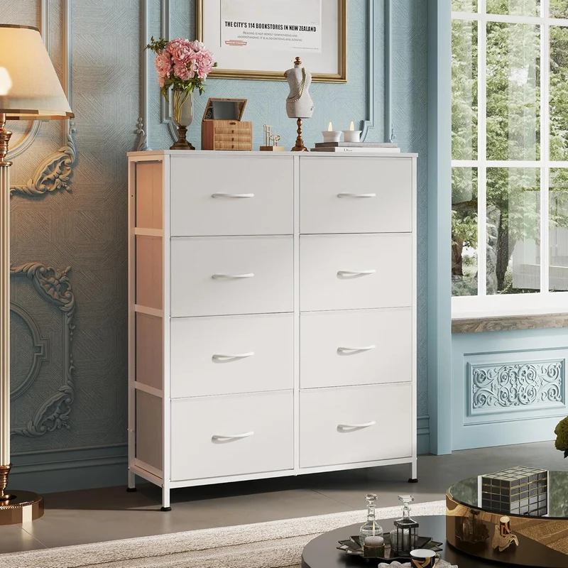 WLIVE Minimalist Tall 8-Drawer Storage Fabric Dresser