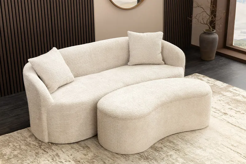Design Sofa ARCO champagner beige 2-Sitzer Bouclé 180cm Federkern