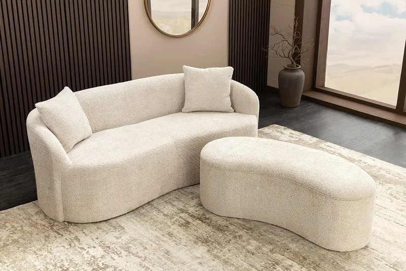 Design Sofa ARCO champagner beige 2-Sitzer Bouclé 180cm Federkern