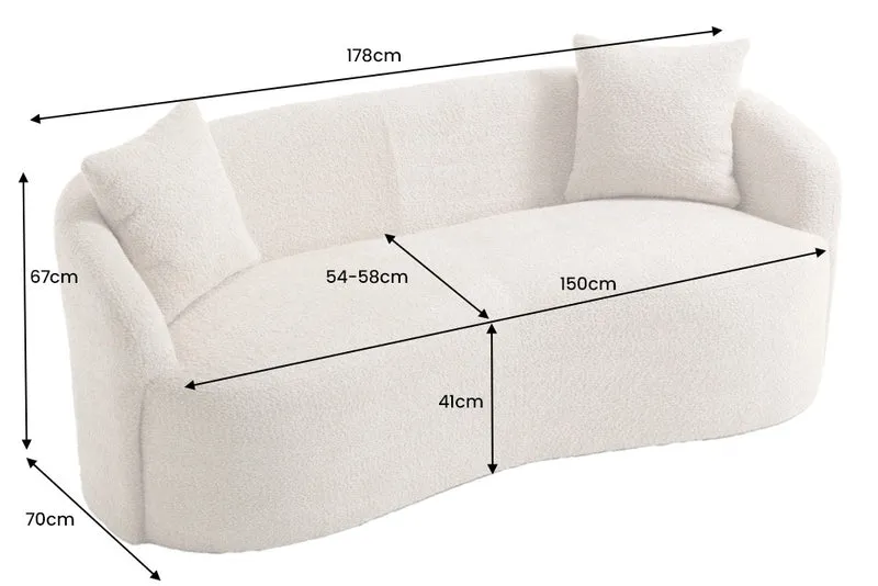 Design Sofa ARCO champagner beige 2-Sitzer Bouclé 180cm Federkern