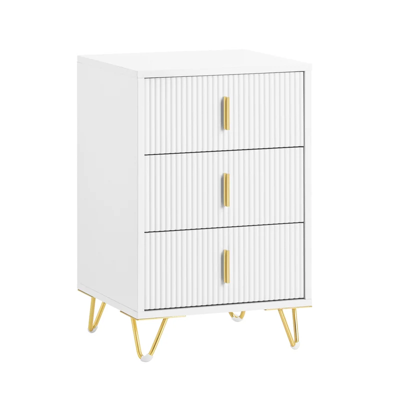 SoBuy Stolik nocny z 3 szufladami FBT115-L-W
