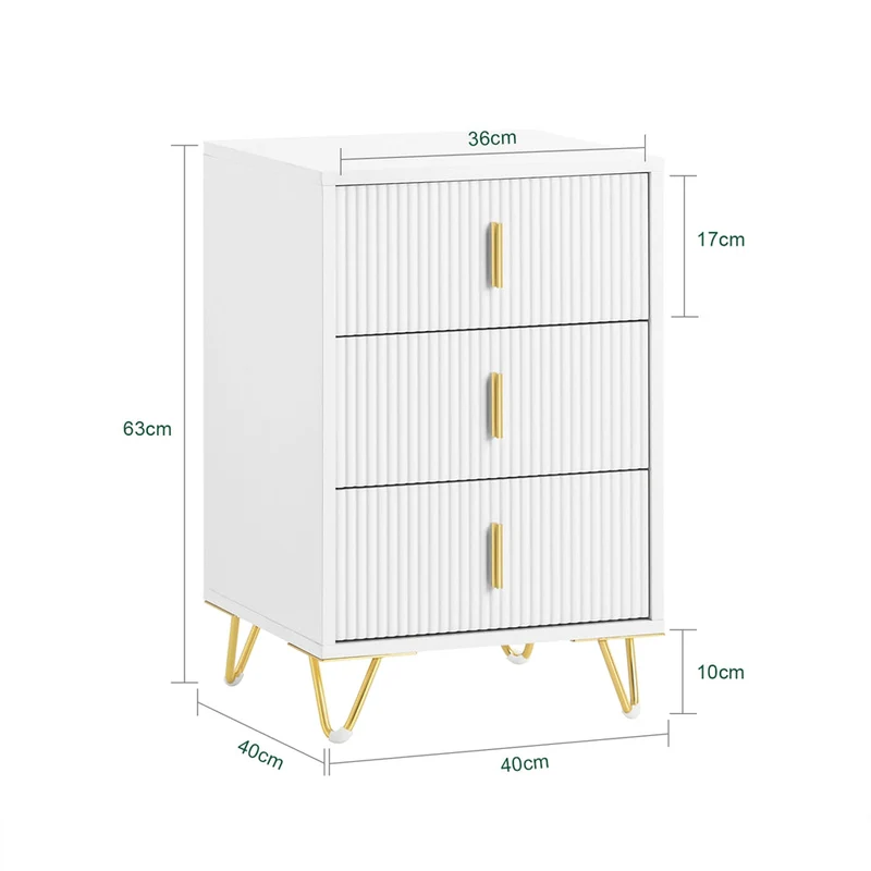 SoBuy Stolik nocny z 3 szufladami FBT115-L-W